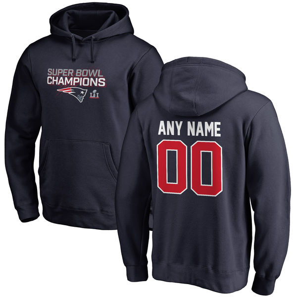 New England Patriots Pro Line by Fanatics Branded Super Bowl LI Champions Personalized Pullover Hoodie - Navy